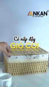 Giỏ Mây Có Nắp Đựng Đồ Đựng Mỹ Phẩm Đựng Đồ Ăn Vặt Để Bàn Decor Chụp Ảnh Sản Phẩm Lót Vải Vintage