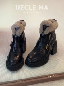MASHUJIA | Warm Fur Snow Boots Women Thick Soles