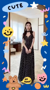 TW21768 แม็กซีเดรสลายจุด สายเดี่ยว + ผ้าพันคอ ..