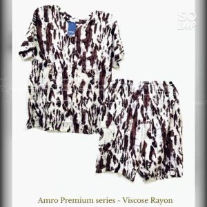 Piyama premium rayon viscose amro label biru Celana 3/4 pendek all size dewasa standart pajamas santai baju rumah oneset set setelan wanita anne claire forever sweet sielie lemone
