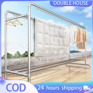 Steel pipe clothes drying rack floor bedroom clothes drying rod outdoor simple clothes drying rack water pipe