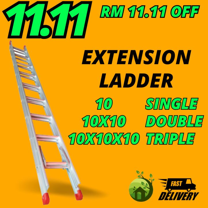 EVERLAS 10 Feet Extension Ladder (10') (10'x10') (10'x10') Tangga Slide