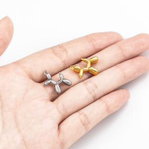 Fashion Stereo Cute Balloon Dog Pendant Creative Cartoon Stainless Steel Necklace Charms Fun For Jewelry Handmade Accessories