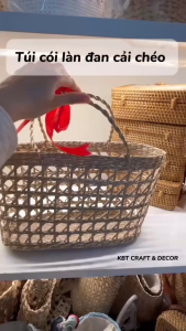 Túi cói làn đan cải chéo dùng để đi chợ đựng đồ (KBT075XTTC)