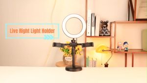Set Ring Light LED Desktop 16cm Multifungsi dengan Tripod dan Dudukan Ponsel - Warna Hitam
