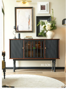 French Vintage Red Oak Wood Sideboard Storage Cabinet Living Room Corridor Coffee Tea Water Overall Wine Cabinet Partition