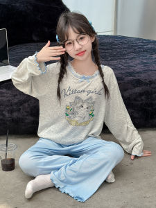 Princess Style Long Sleeve Modal Childrens Sleepwear Set Spring Summer Pure Cotton Loose Home Clothes Air Conditioning Suit