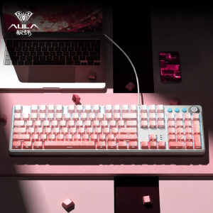 AULA | Bộ Bàn Phím Cơ Có Dây và Chuột Chơi Game 108 Phím Tùy Chỉnh Switch Nâu