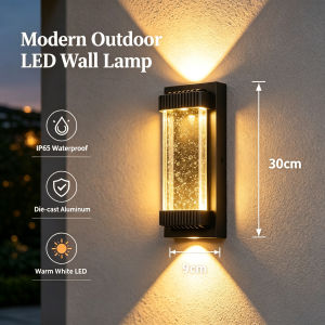 LED Outdoor Wall Light IP65 Crystal Lampu Dinding Waterproof Modern Linear Wall Lamp for Porch Garden Villa Exterior