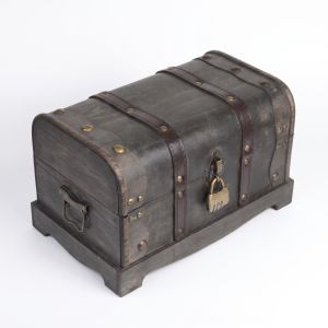 Vintage Wooden Treasure Chest with Combination Lock Antique Gray Storage Box for Home Decor & Jewelry Organizer