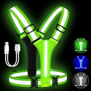 Adjustable Safety-Vest Riding Equipment LED Reflective Outdoor Supplies USB Rechargeable LED Light Vest Night Cycling Gear