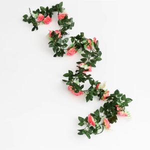 Artificial Rose Vine Flowers Wall Brial Wedding Wreath Festival Silk Rattan Fake Plants Leaf Garland Arch Home Room Decora Gifts