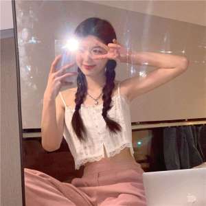 Pink Lace V-neck Ice Silk Sun Protection Knit Cardigan Womens Spring and Summer Thin Stylish Niche Style Slim-Fit Crop-Top