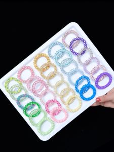 Durable Gradient Color Hair Ties for Girls Telephone Line Design Student Hair Bands Children Accessories Non-Damaging Elastic