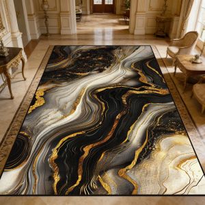 Luxurious Marble Texture Carpet Living Room Abstract Easy Clean Large Area Rugs Bedroom Decoration Washable Floor Mat Non-slip