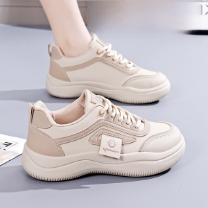 Leather Sport Shoes Womens Lightweight Breathable Casual Slip-On Trendy White Shoes Comfortable Shockproof Anti-slip