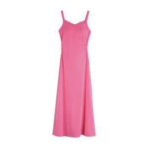 ChenMiFan Knitted Lace Dress Womens Waist-Cinching Date Night Long Skirt Casual A-Line Silhouette Summer Cotton No-Sleeve