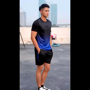 Mens Sports Suit Ice Silk Fitness Running Quick-Drying Sportswear set Basketball Traini T-shirt and Shorts