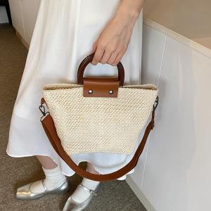 Fashionable Large Capacity Straw Woven Handbag Womens Crossbody Shoulder Bag Spring Summer New Style Retro Artistic Tote Bag