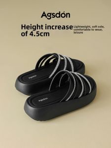 Agsdon | Black Platform Sandals Thick Bottom