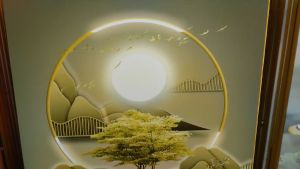 Himalaya Painting Lucky Money tree with Deer Design 20cmx30cm Frameless Waterproof Sintraboard Decorative Wall No Light