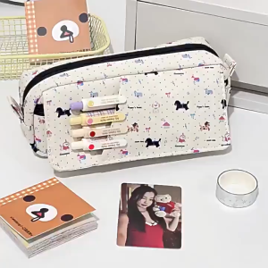 Hộp bút vải cúc bấm họa tiết con vật dễ thương cute bóp viết xinh quà tặng học sinh thời trang đẹp mới lạ chống nước đồ dùng học tập đáng yêu