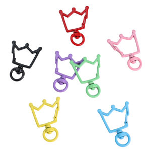 2pcs 27x35mm Alloy Painted Crown Clasp For DIY Keychain Accessories Making