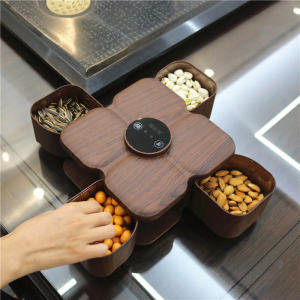 Smart Induction Chinese Style Snack Plate Home Use Walnut Dried Fruit Candy Box Living Room Fruit Tray Partition Storage Box