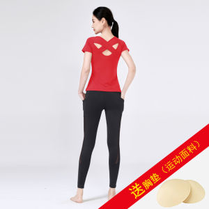 ชุดโยคะสำหรับผู้หญิง ชุดออกกำลังกายแบบบาง แขนสั้น แห้งเร็ว ดูดซับความชื้น ชุดเต้นรำ ชุดโยคะแบบสองชิ้น ชุดออกกำลังกาย