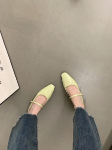 Low Heel Red Ballet Flats Fairy Shoes Mary Janes Spring Summer New Korean Style Hollow out PU Leather Fashion Single Shoes