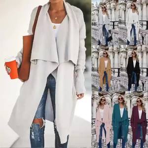 Spring Autumn Knit Lapel Long Sleeves Cardigan Women Chic Commute Long Sweaters Coat Female Elegant Temperament Womens Clothing