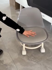 SOKANO SF024 Eames Swivel Low Stool With Wheel Children Small Chair Round Stool With Sofa Cushion Foot Pulley Stool