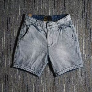 Summer Four Points Denim Middle Pants Men American Retro Washed Old Trendy Slim-Fitting Small Straight Casual Shorts
