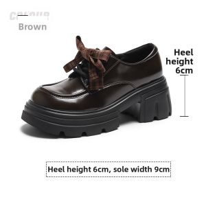 Josiny | Thick Heeled Loafer Shoes With Faux Fur Lining