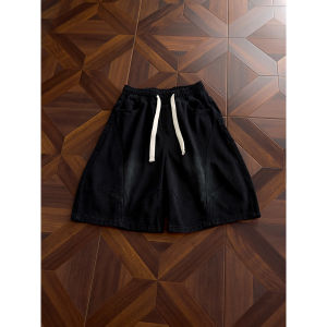 OUMULONG | Summer Streetwear Destructured Loose-fit Shorts Black