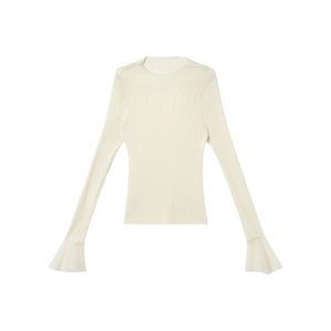 Áo Knit Dài Tay Phồng Thấu Slimming Graceful