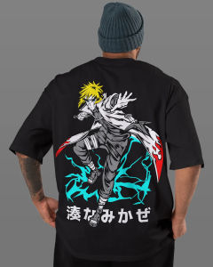 Bandai | Naruto Minato Namikaze T-Shirt Men Anime Flash Rasengan Graphic Tee Japanese Manga Streetwear Short Sleeve Oversized Top