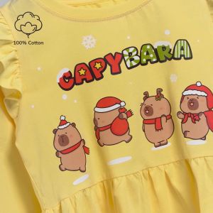 Váy bé gái Capybara Bomines Đầm cotton tay dài cho bé 3-12 tuổi 14-36kg DTDCAPYXMTUI