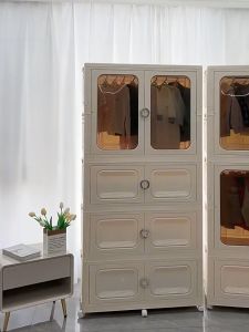 Multipurpose Moveable Folding Stackable Kids Adult Wardrobe Double Open Doors Wardrobe Almari Baju Clothes Organizer