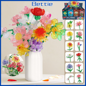 BETTIE Blok Bangunan Bunga Kristal Buket Bunga Bangunan Mainan Balok DIY Hadiah Ulang Tahun