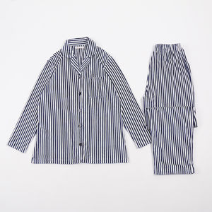 Export Japanese Single High Elastic Double-Sided Fleece Home Wear New Fall and Winter New Arrival Loose Stripes Pajamas Suit Jacket