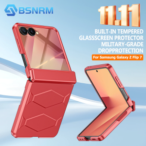 Global Carnival MonthNon-Slip TextureHinge ProtectionWireless Chargingfor Galaxy Z Flip 7 Protective Phone Case-Rose Red