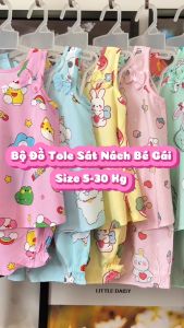 Set 3 Bộ Đồ Tole Bé Gái Sát Nách Xòe - Có 10 Size cho bé 5-30kg - Chất vải tôn lanh 2 da mềm thoáng mát đồ bộ bé gái mặc nhà thoải mái - XOE03