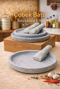 Natural Lava Stone Mortar & Pestle/Cobek Batu Lava