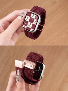 Craftsmanship Woven Nylon Watchband for Apple Watch S10 S9 S8 S7 S6 Sport Red New Year Womens Bracelet Compatible with iWatch11