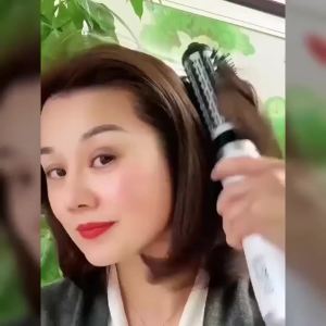 3-in-1 Hot Air Styler and Rotating Hair Dryer Spin Hair Dryer Brush with 2 Interchangeable Brush Anti-frizz Hot Air Spin Brush Set for Straightening Drying and Curling (Gold)