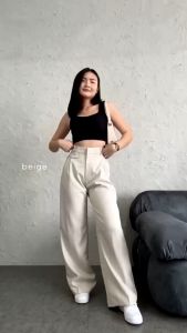 ORO PANTS Celana Wanita Highwaist Panjang Kulot Bahan Anti Kusut Loose Pants Trouser Basic Kerja Korean Style Celana Panjang Formal Wanita Celana OOTD Kekinian