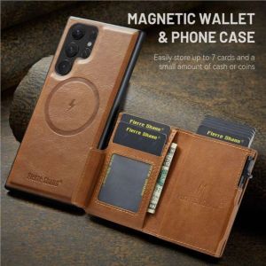 Detachable Zipper Wallet Leather For Magsafe Magnetic Phone Case For Samsung Galaxy S26 Ultra S25 Edge S24 S23 FE S22+ Plus