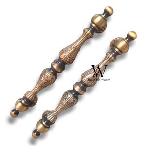 Handle Pintu Rumah Kuningan Antik Motif Phion Ukir 37 cm 2 Pcs