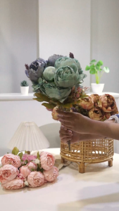Artificial Peony Flower Bouquet Silk Cloth 12 Kelopak/Bunga Palsu Buket Peony Homedecor Aesthetic untuk Dekorasi Foto prop Hantaran Seserahan